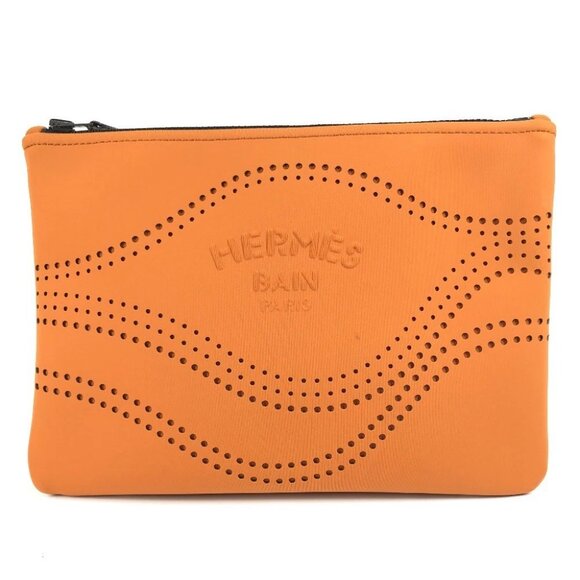 HERMES Neovan MM Clutch Bag Multi Pouch Makeup Pouch Pouch polyamide Orange